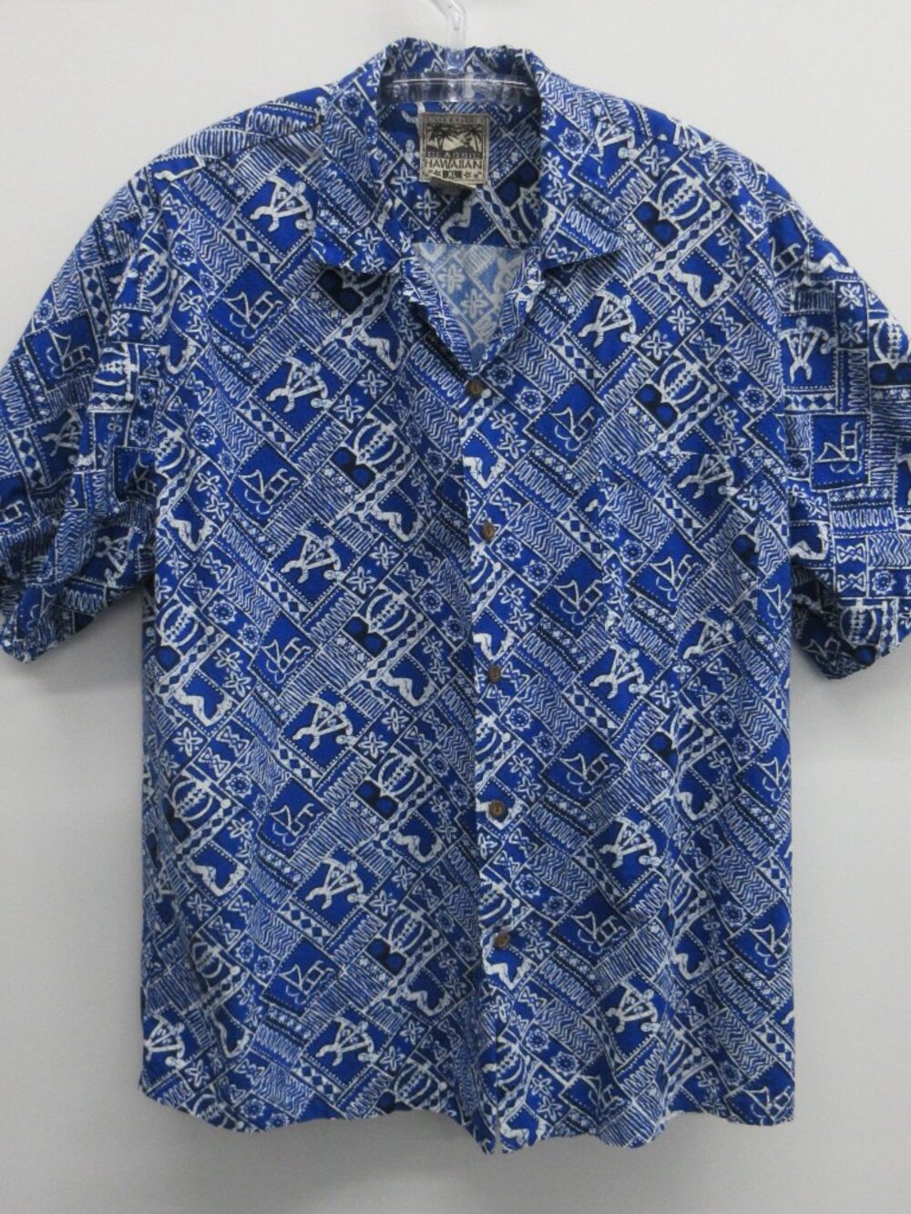 STEVE & BARRY'S CLASSIC HAWAIIAN SHIRT BLUE WHITE TURTLES SHORT SLEEVE MENS XL